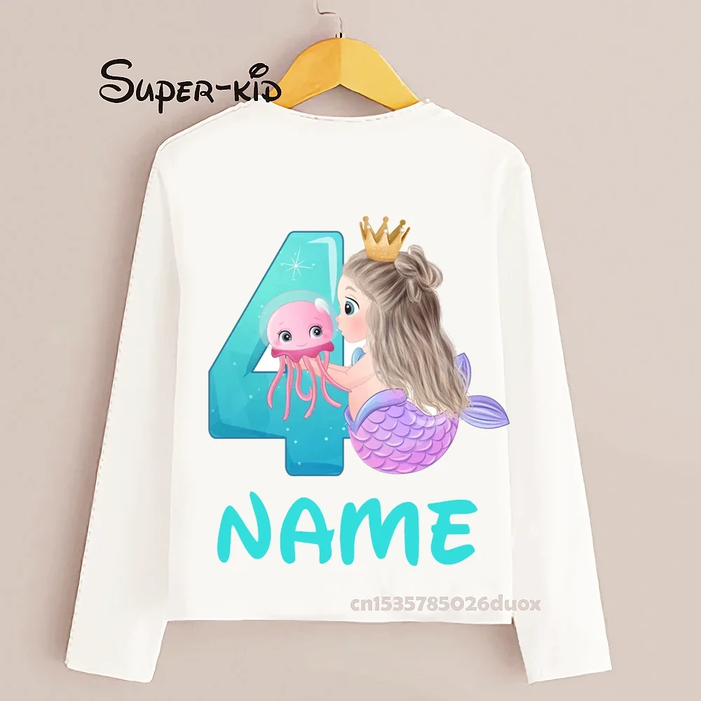 Spring 2024 New 2 3 4 5 6 7 8 9 Years Mermaid Customized Name Long Sleeve T-shirts Kawaii Girls Birthday White Bottoming Clothes
Spring 2024 New 2 3 4 5 6 7 8 9 Years Mermaid Customized Name Long Sleeve T-shirts Kawaii Girls Birthday White Bottoming Clothes