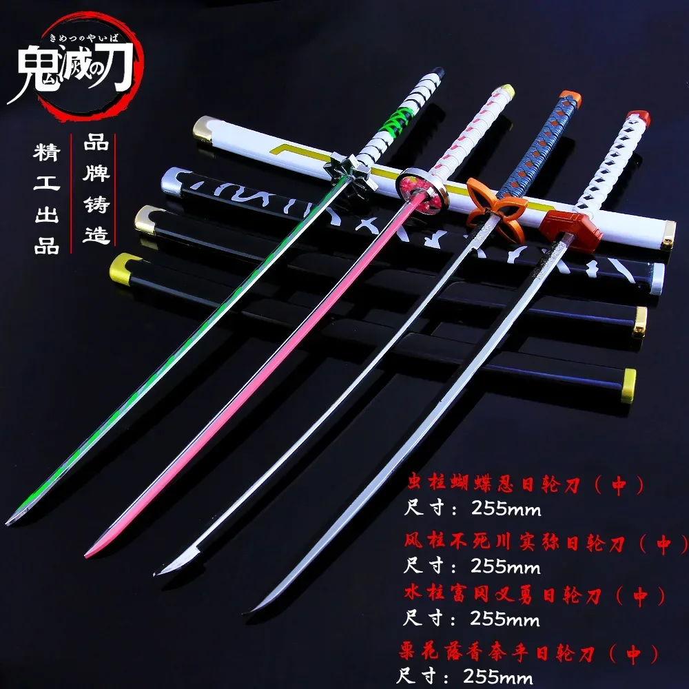 

Demon Slayer Anime Knife Weapon 25cm Nichirin Blade Kamado Tanjirou Uncut Metal Model Samurai Sword Real Steel Gifts Boys' Toys
