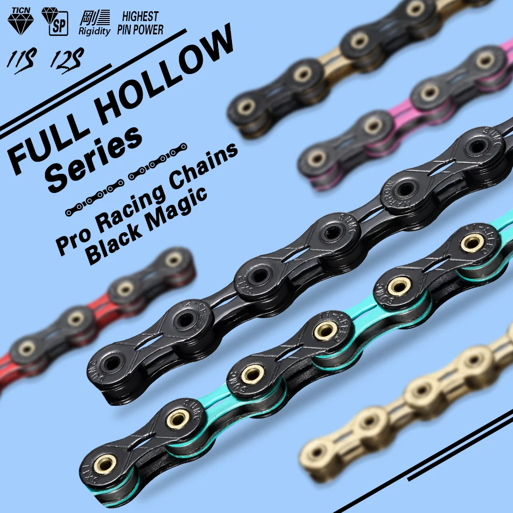 2022 SUMC 11s Chain Diamond Like Coating 11 Speed Chain Bicycle Chain SX11SL MTB Ultralight Chain Road Bike Chains Full hollow 
2022 SUMC 11s Chain Diamond Like Coating 11 Speed Chain Bicycle Chain SX11SL MTB Ultralight Chain Road Bike Chains Full hollow