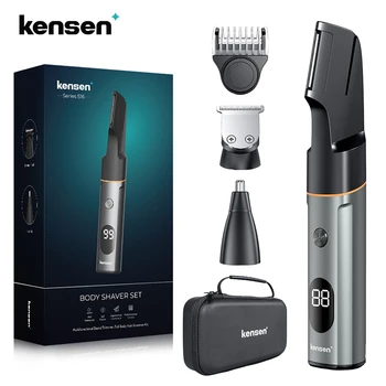 Kensen S16 남성용 바디 헤어 면도기 키트, 수염 헤어 트리머, IPX6 방수 헤어 커팅 머신, 전기 클리퍼 이발사, 3 in 1