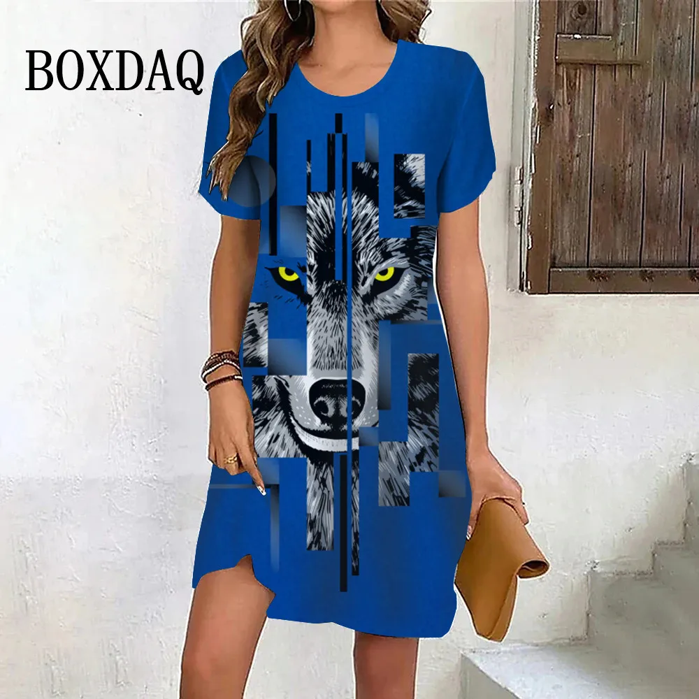 3D Wolf Print Women's Short Sleeve Dress Summer Casual Loose O-Neck Fashion Street Wear Oversized Ladies Hip-Hop Dress Vestidos
3D Wolf Print Women's Short Sleeve Dress Summer Casual Loose O-Neck Fashion Street Wear Oversized Ladies Hip-Hop Dress Vestidos