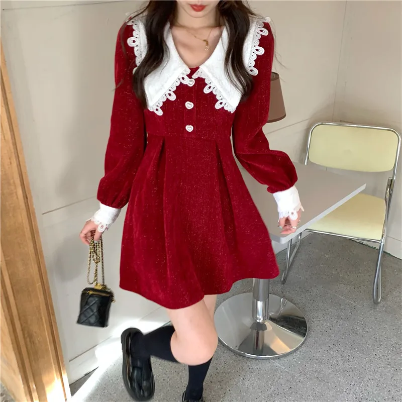 2023 Corduroy Dress Women Doll Collar French Long Sleeve Short High Waist Free Shipping
2023 Corduroy Dress Women Doll Collar French Long Sleeve Short High Waist Free Shipping