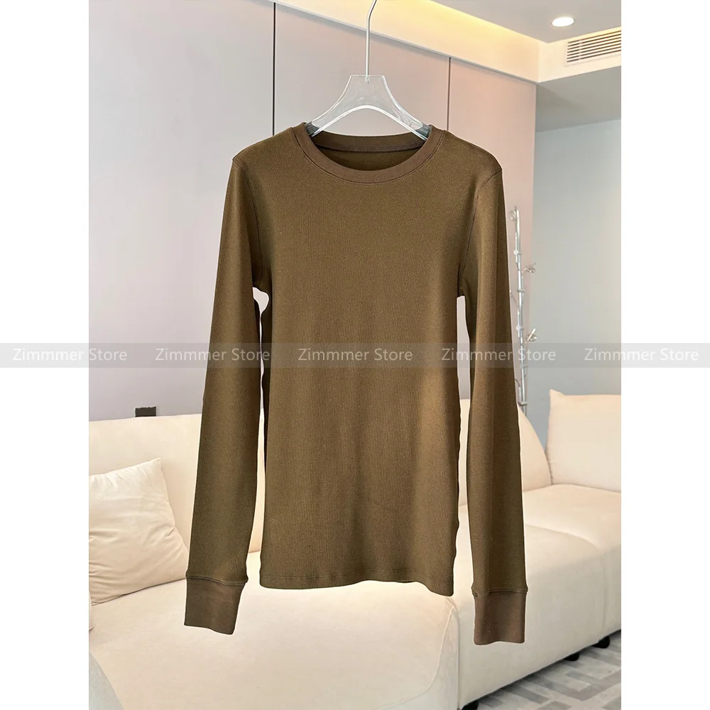 Women's 2023 Autumn new basic models cotton round neck long sleeve T-shirt bottoming brown
Women's 2023 Autumn new basic models cotton round neck long sleeve T-shirt bottoming brown