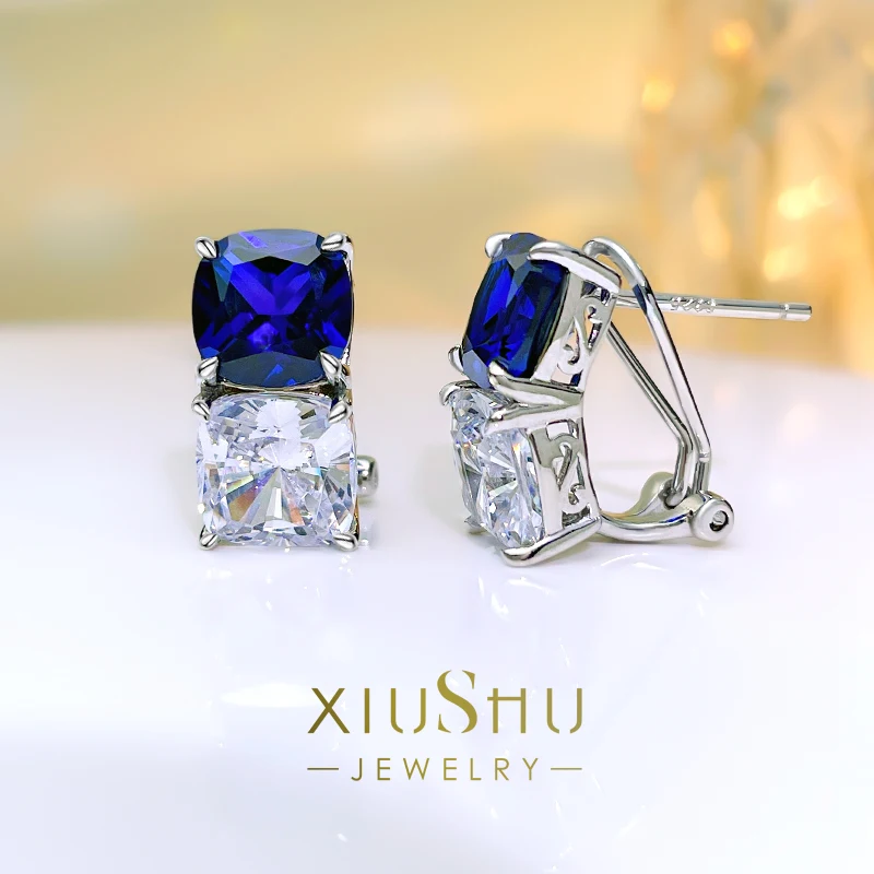 Versatile 925 Pure Silver Ear Studs Embedded with High Carbon Diamond and Sapphire, with A Minimalist Temperament
Versatile 925 Pure Silver Ear Studs Embedded with High Carbon Diamond and Sapphire, with A Minimalist Temperament