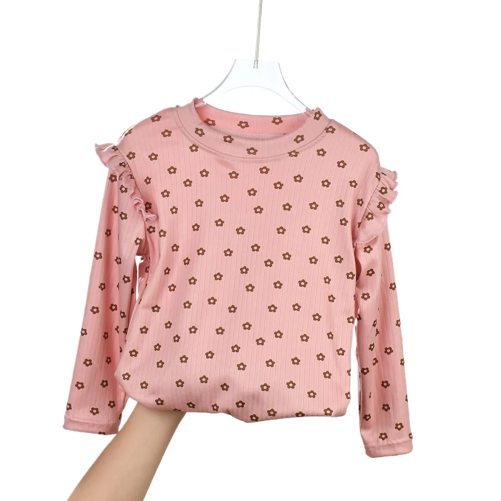 ربيع الخريف الفتيات كشكش طوق الأزهار قميص مطبوع الأطفال الصلبة مضلع قاع قميص طفل رضيع عادية القطن تيز الملابس ربيع الخريف الفتيات كشكش طوق الأزهار قميص مطبوع الأطفال الصلبة مضلع قاع قميص طفل رضيع عادية القطن تيز الملابس