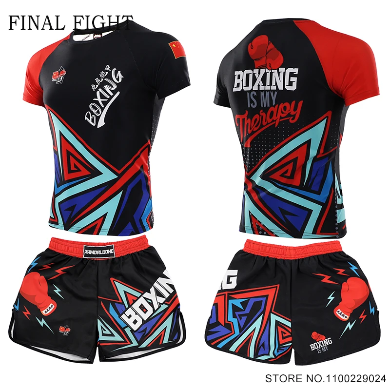 

Боксерские шорты и топ, набор для тренировок в стиле муай-тай, шорты для бокса, сращивания боевых искусств, быстросохнущая одежда для боевых искусств