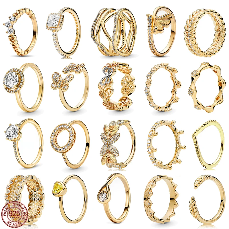 New Gold Color Series Ring 925 Sterling Silver Shiny Gingko Leaf Heart-shaped Honeycomb Butterfly Ring For Friends
New Gold Color Series Ring 925 Sterling Silver Shiny Gingko Leaf Heart-shaped Honeycomb Butterfly Ring For Friends