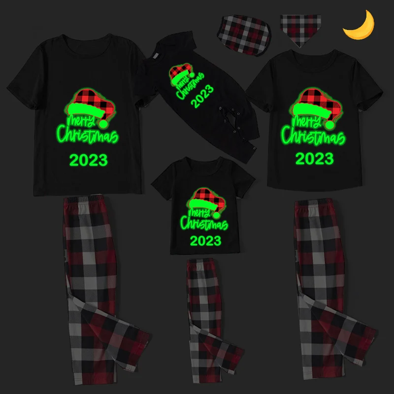 2023 Christmas Matching Family Pajamas Luminous Glowing Christmas Hat Black Short Pajamas Set
2023 Christmas Matching Family Pajamas Luminous Glowing Christmas Hat Black Short Pajamas Set