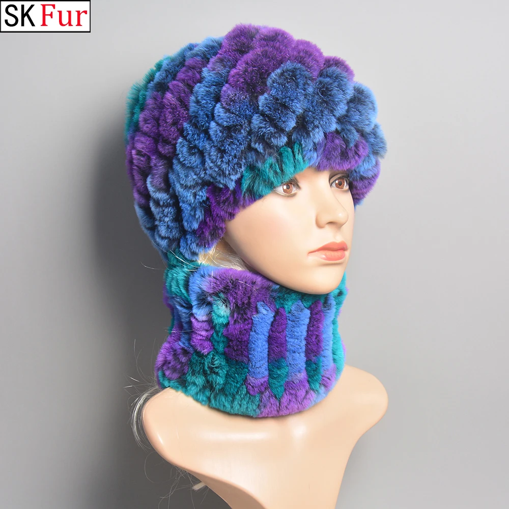 New Women Winter Real Fur Scarves Hats Sets Good Elastic Knit Real Rex Rabbit Fur Scarf Hat Ladies 100% Natural Fur Scarves Caps
New Women Winter Real Fur Scarves Hats Sets Good Elastic Knit Real Rex Rabbit Fur Scarf Hat Ladies 100% Natural Fur Scarves Caps