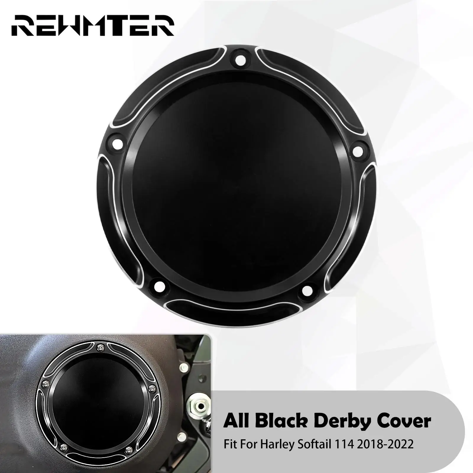 

Motorcycle Derby Cover 5 Holes Clutch Engine Cover Black For Harley Softail Heritage Breakout Fat Boy Street Bob Low Rider 19-Up