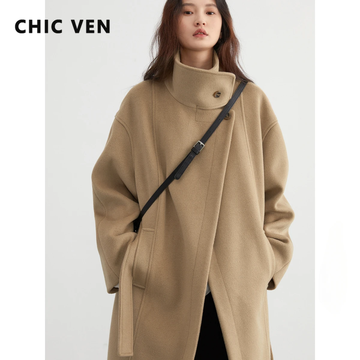 CHIC VEN Women Long Woolen Coat Solid Loose New Standing Collar Female Coat Lace-up Ladies Overcoat Autumn Winter 2023 Outerwear
CHIC VEN Women Long Woolen Coat Solid Loose New Standing Collar Female Coat Lace-up Ladies Overcoat Autumn Winter 2023 Outerwear