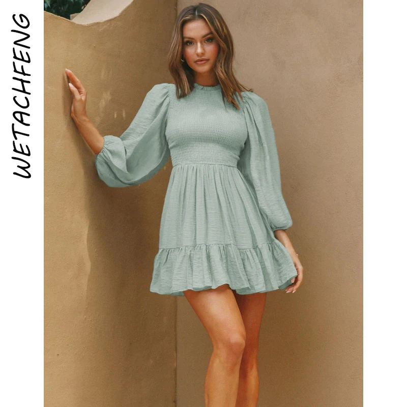 Green Beach Boho Holiday Party Ruffles Mini Dress Long Sleeve O Neck Folds Summer Elegant France Woman Dresses 2022 Fashion Robe
Green Beach Boho Holiday Party Ruffles Mini Dress Long Sleeve O Neck Folds Summer Elegant France Woman Dresses 2022 Fashion Robe