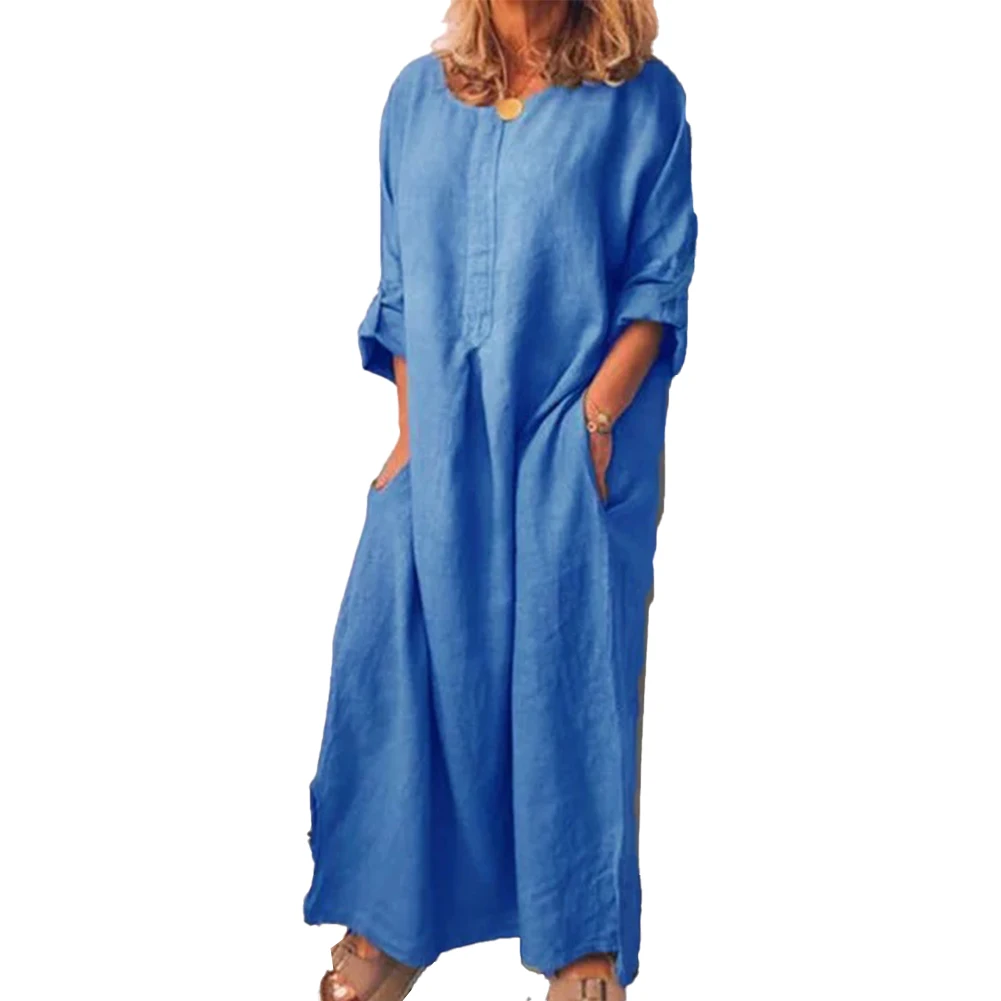 Fashion Autumn Cotton Linen Long Women's Dress Long Sleeve Loose Ladies Solid Color O Neck Baggy Kaftan Female Womens Dresses
Fashion Autumn Cotton Linen Long Women's Dress Long Sleeve Loose Ladies Solid Color O Neck Baggy Kaftan Female Womens Dresses
