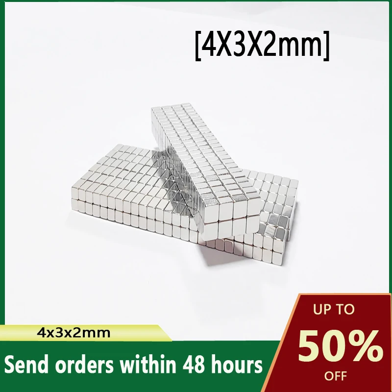 

Rectangular magnet 4x3x2 mm Super Strong Neodymium magnet 4*3*2mm NdFeB magnet 4mm x 3mm x 2mm DIY and Office Magnets