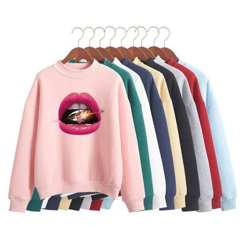 Sexy Red Lips Print Women Sweatshirt Sweet Korean O-neck Knitted Pullover Thick Autumn Winter Candy Color Loose Lady Clothing
Sexy Red Lips Print Women Sweatshirt Sweet Korean O-neck Knitted Pullover Thick Autumn Winter Candy Color Loose Lady Clothing