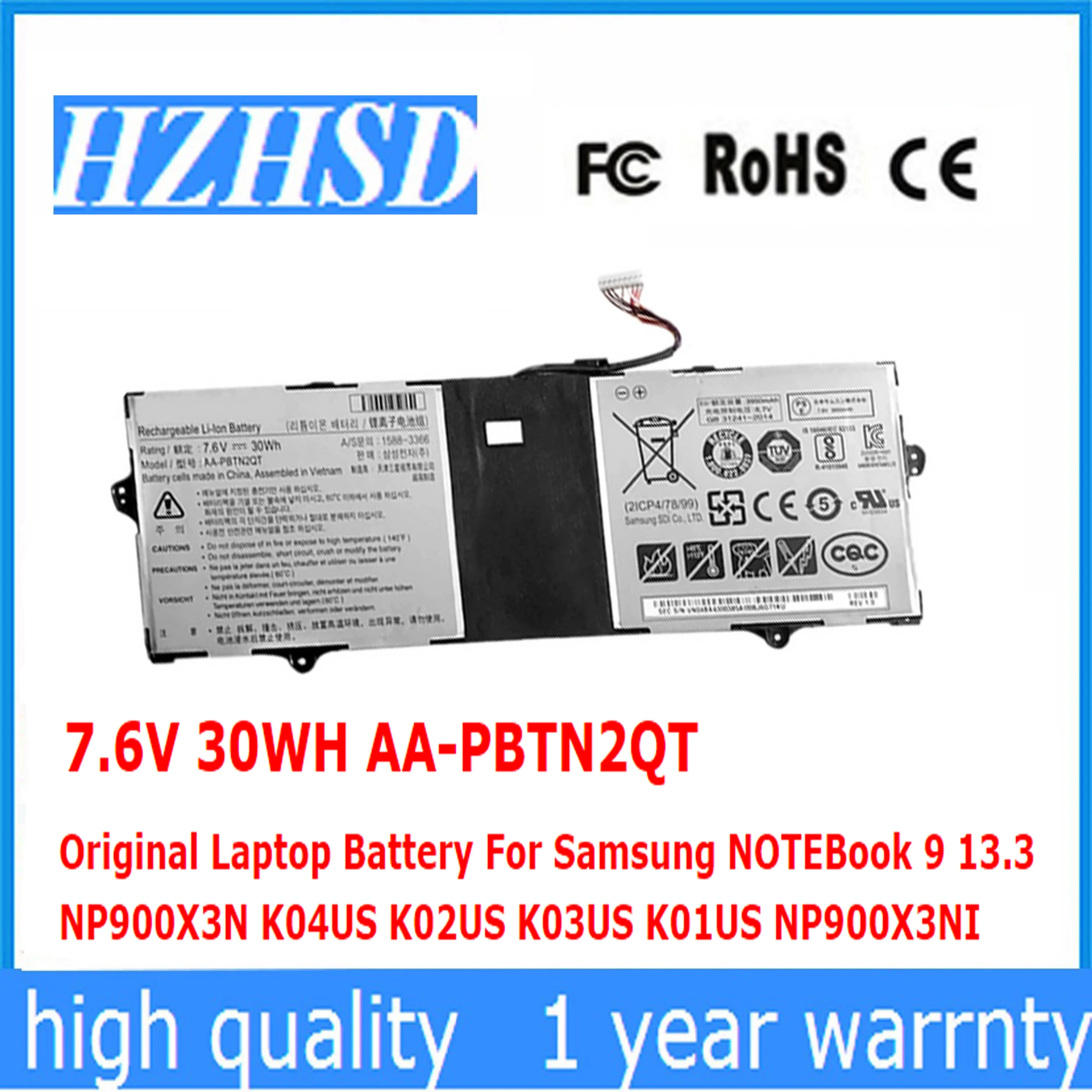 7.6V 30WH AA-PBTN2QT Original Laptop Battery For Samsung NOTEBook 9 13.3 NP900X3N K04US K02US K03US K01US NP900X3NI
7.6V 30WH AA-PBTN2QT Original Laptop Battery For Samsung NOTEBook 9 13.3 NP900X3N K04US K02US K03US K01US NP900X3NI