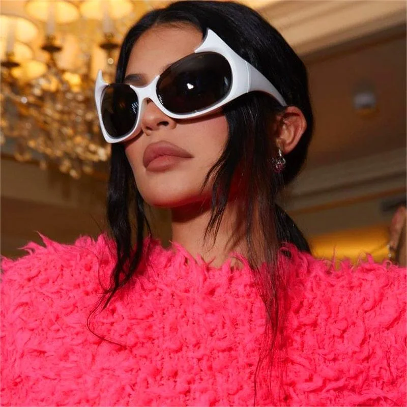 

Sexy Cat Eye Sunglasses Women 2023 Luxury Brand Designer Fashion Y2K Sun Glasses for Men Oversized Semi Rimless Punk Sunglass
