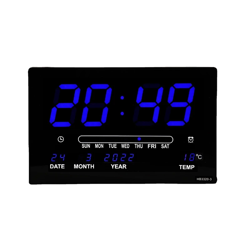 LED Perpetual Calendar Electronic Clock Digital Wall Clock Alarm Temperature Table Clocks Living Room Decoration Blue
LED Perpetual Calendar Electronic Clock Digital Wall Clock Alarm Temperature Table Clocks Living Room Decoration Blue