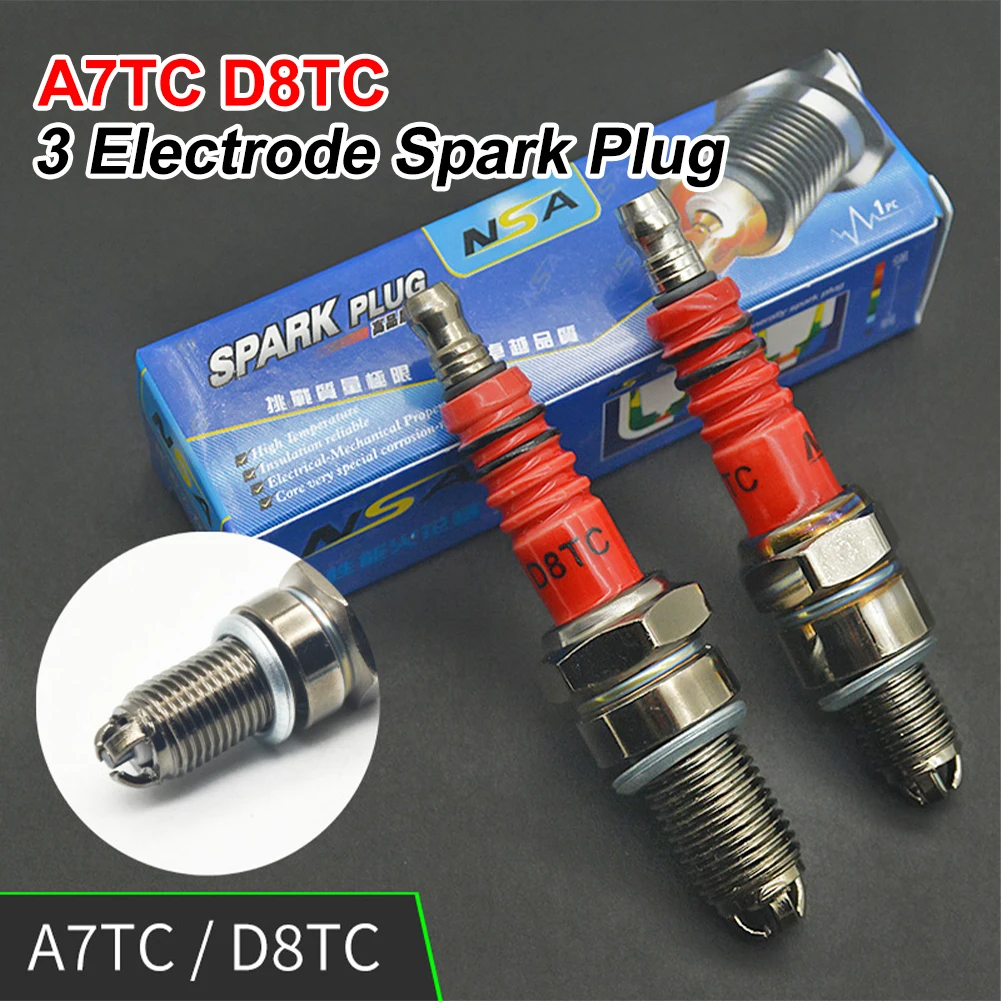 Motorcycle Spark Plug 3 Electrode 10/12mm A7TC D8TC For ATV Scooter Dirt Bike Go Kart Ignition Accessories
Motorcycle Spark Plug 3 Electrode 10/12mm A7TC D8TC For ATV Scooter Dirt Bike Go Kart Ignition Accessories