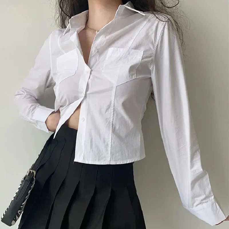 Office Ladies Double Pockets White Shirt American Style Fashion Long Sleeve Y2K Tops Casual Preppy Style Female Blouse
Office Ladies Double Pockets White Shirt American Style Fashion Long Sleeve Y2K Tops Casual Preppy Style Female Blouse