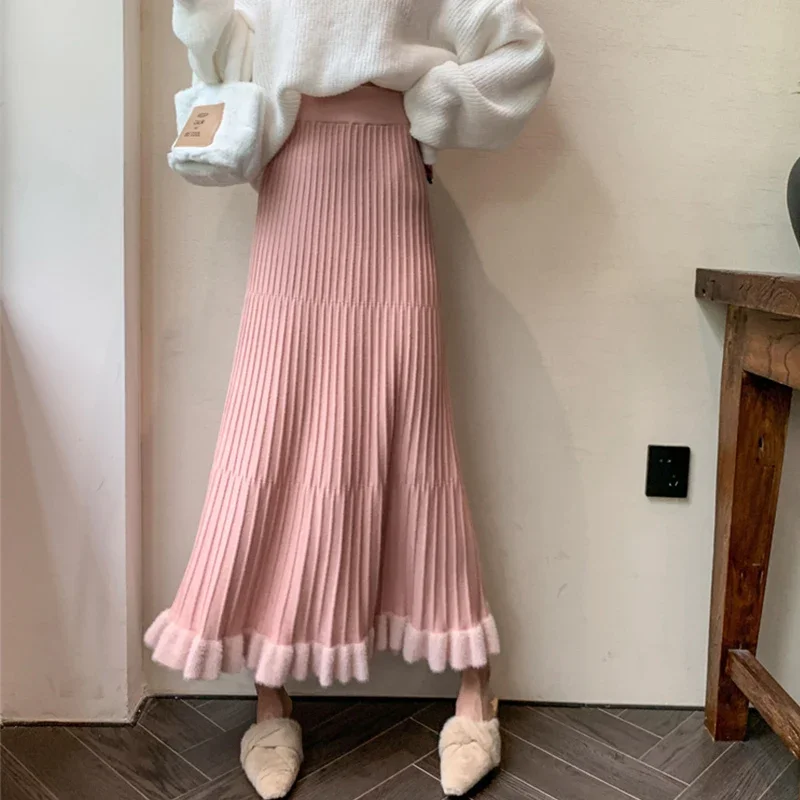Sweet Imitation Mink Velvet Mid Length Knitted Skirt Loose and Slim in Autumn and Winter High Waisted Pleated Skirt
Sweet Imitation Mink Velvet Mid Length Knitted Skirt Loose and Slim in Autumn and Winter High Waisted Pleated Skirt