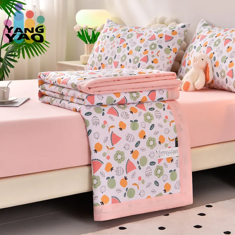 

Cotton Printed Summer Cooling Comforter Air Conditioning Quilt Blanket Couple Bedspread on The Bed Duvets Bedding Thin Wadding