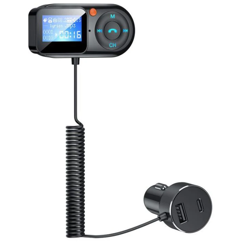 

Car FM Transmitter Bluetooth 5.0 Handsfree Stereo AUX Audio MP3 Player USB Type C PD Fast Charging FM Modulator,BT-T1