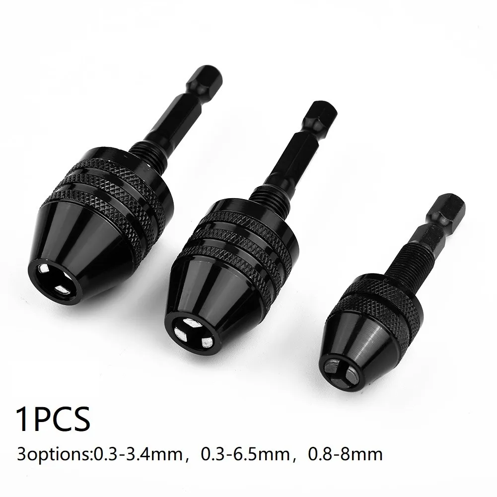 

Keyless Drill Chuck Conversion 1/4" Hex Shank Adapter Drill Bit Impact Driver Quick-change Adapters 0.3-3.4mm/0.3-6.5mm/0.8-8mm