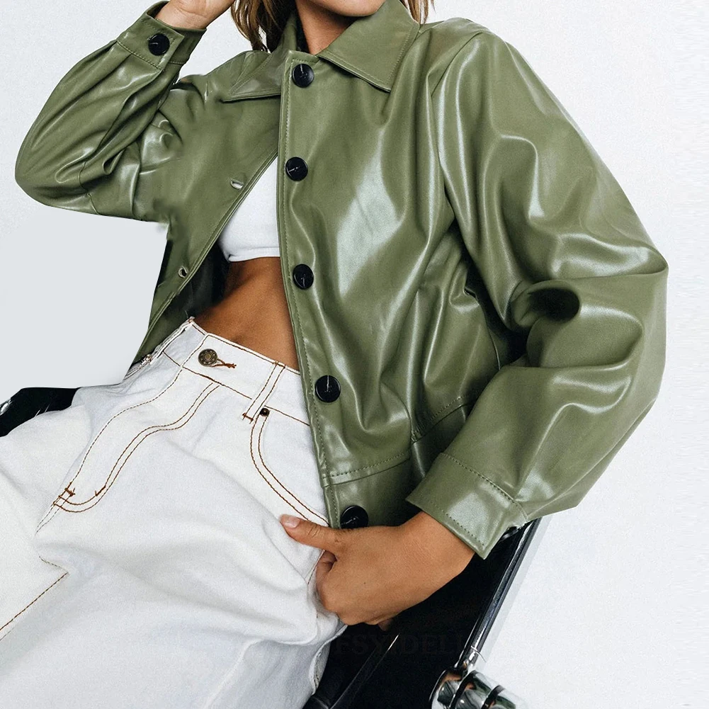 New Fashion Washed Leather Jacket Coat Autumn Green Motorcycle Lapel Single Breasted Streetwear Jackets Clothing For Women
New Fashion Washed Leather Jacket Coat Autumn Green Motorcycle Lapel Single Breasted Streetwear Jackets Clothing For Women
