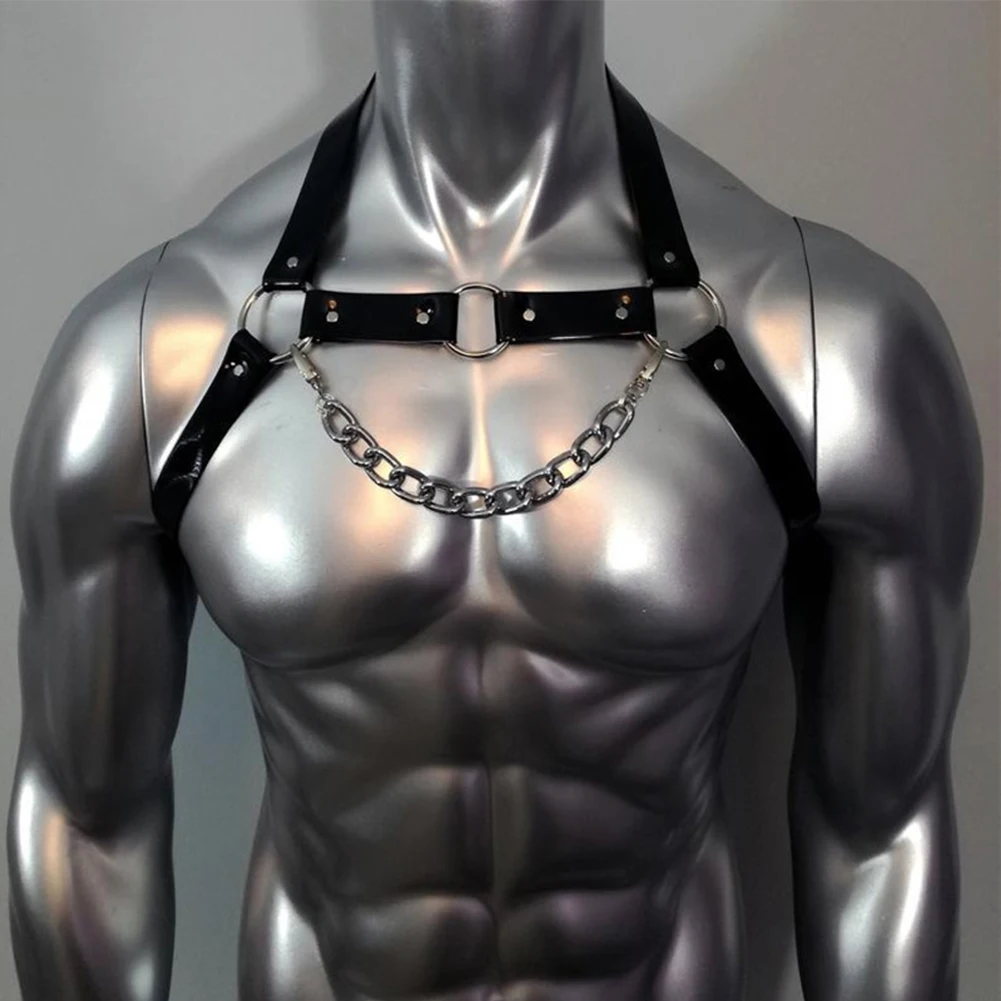 Men's Sexy Gothic Leather Chest Harness Clubwear Costume Strappy Body Straps Lingerie Glossy Interest Buckles
Men's Sexy Gothic Leather Chest Harness Clubwear Costume Strappy Body Straps Lingerie Glossy Interest Buckles
