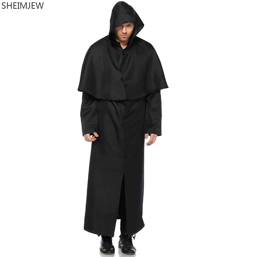 

Adult Halloween Male Vampire Demon Cosplay Costume Horror Dark Wizard Stage Drama Performance Outfit Carnival Party Death Cloak