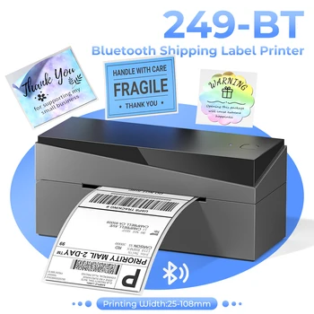 PM249 열전사 라벨 프린터 2025 업그레이드 배송 25-115mm 라벨 메이커 블루투스 4x6 라벨러 가정용 사무실 비즈니스 패키지용