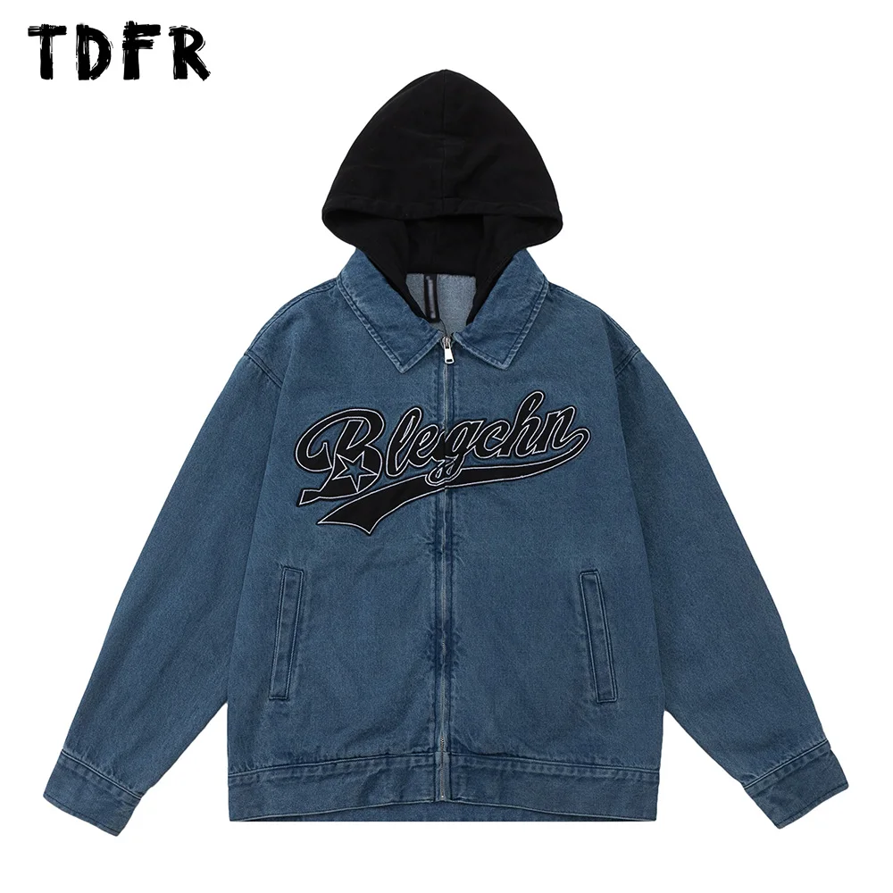 Letter Embroidery Hooded Denim Jacket Mens Spliced Casual Streetwear Autumn Loose Long Sleeve Jeans Jacket Men
Letter Embroidery Hooded Denim Jacket Mens Spliced Casual Streetwear Autumn Loose Long Sleeve Jeans Jacket Men
