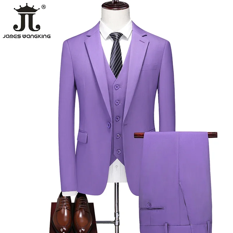 

M-6XL Double Vent Mens Suits 3Pcs ( Jacket+Vest+Pants) Social Dress Groom Wedding Dress Slim Party Tuxedo Formal Business Suit