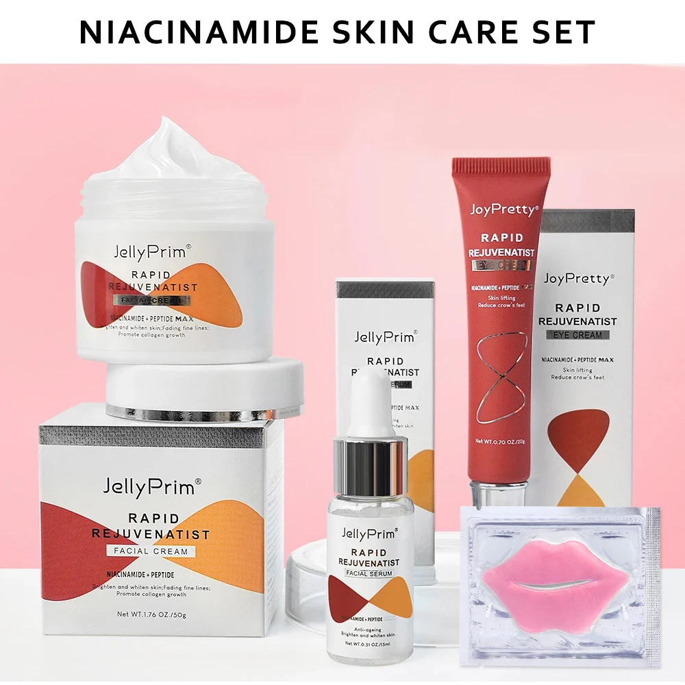 

Niacinamide Facial Skin Care Set Cream Serum Eye Cream Full Face Skincare Kits Hyaluronic Acid Moisturizing Brightening Beauty