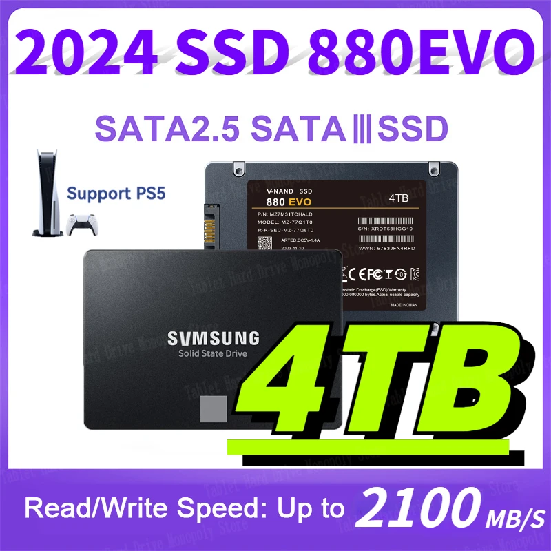 

Original 870 880 EVO SSD 4TB 2TB 500GB Internal Solid State Disk HDD Hard Drive 1TB 8TB SATA 3 2.5 inch for Laptop Computer PS5