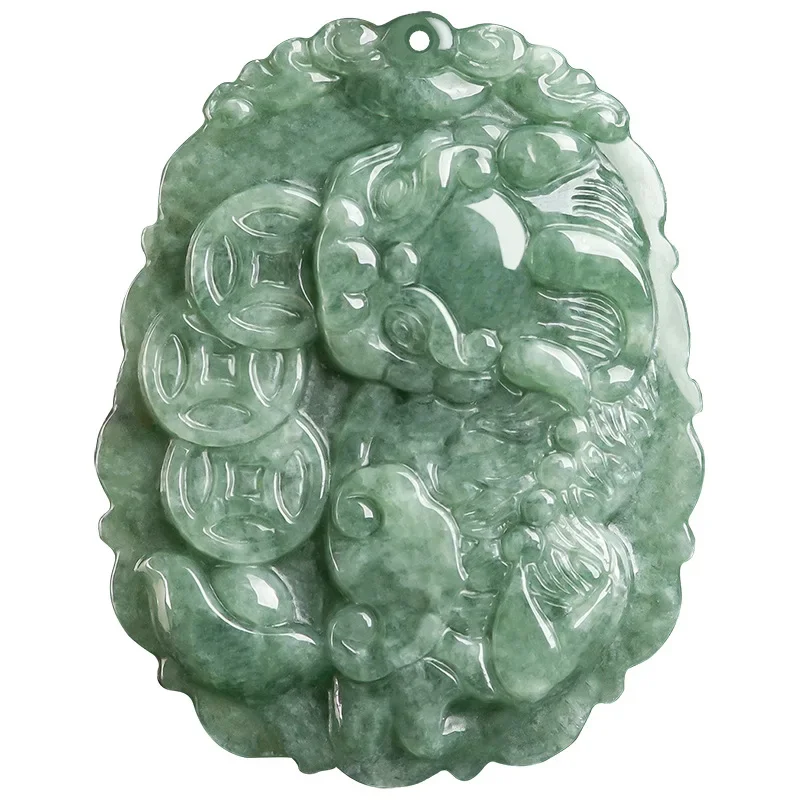 

Burmese Jade Pixiu Pendant Charm Vintage Amulet Jadeite Necklace Necklaces Real Carved Natural Emerald Men Jewelry Stone Green