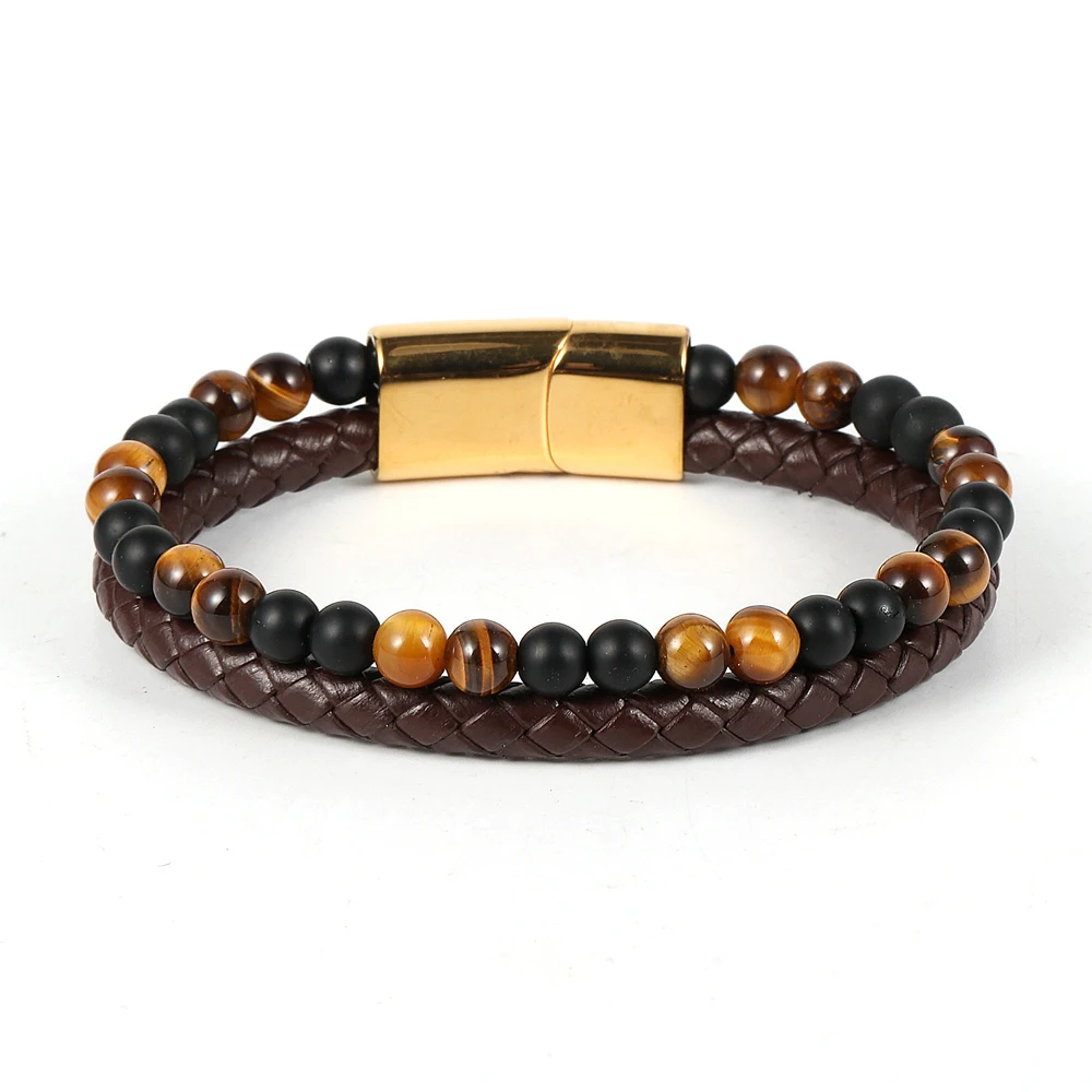 11Styles Double Layer Natural Stone Leather Punk Rock Men Bracelet Stainless Steel Women Cuffs And Bracelets Luxury Jewelry
11Styles Double Layer Natural Stone Leather Punk Rock Men Bracelet Stainless Steel Women Cuffs And Bracelets Luxury Jewelry