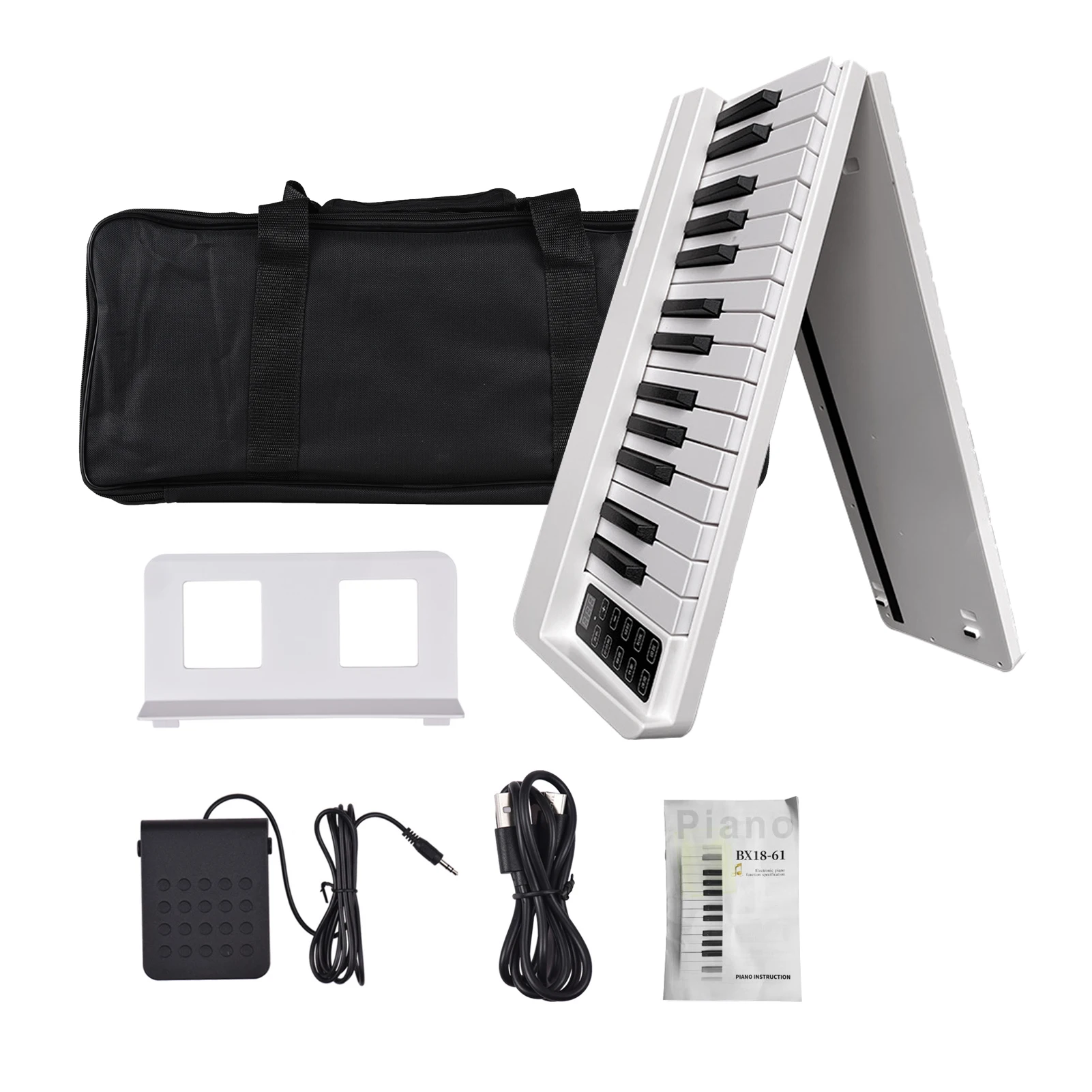 61-Key Foldable Electronic Piano BT Connectivity Portable Digital Piano with LCD Display Built-in Rechargeable Battery
61-Key Foldable Electronic Piano BT Connectivity Portable Digital Piano with LCD Display Built-in Rechargeable Battery