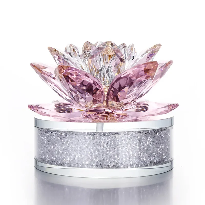 

Crystal Lotus Flower Ornaments with Diamond Figurines Glass Paperweight Home Desk Car Decoration Fairy Wedding Souvenir Crafts