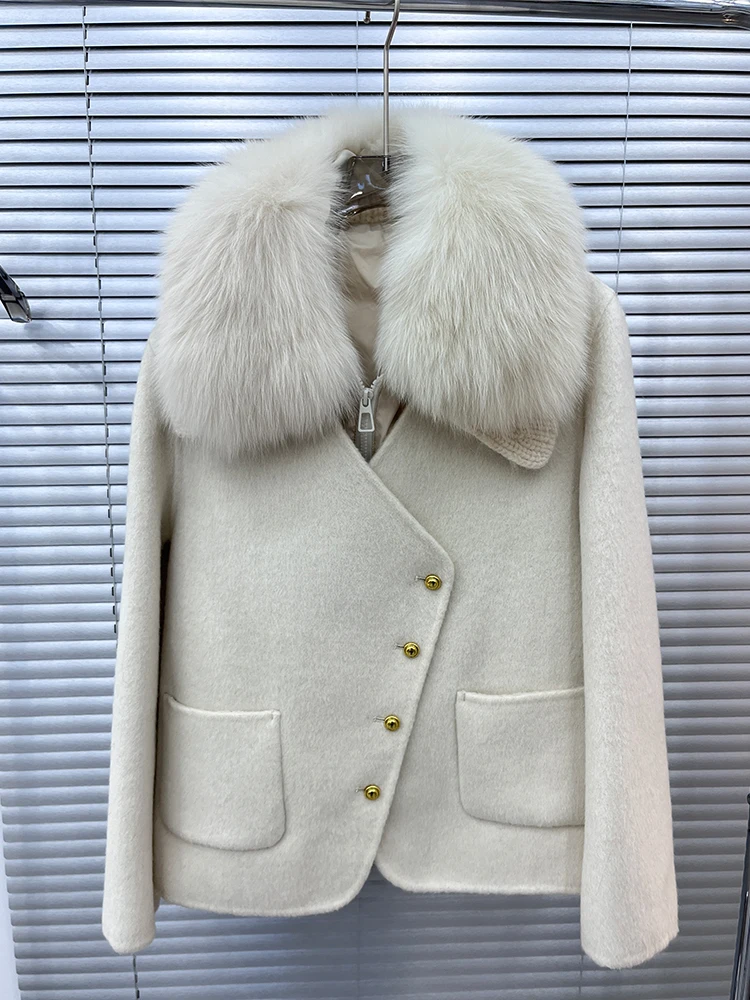 2023 Autumn Winter Real Natural Fox Fur Collar Fur Jacket Women Cashmere Wool Woolen Ladies Outerwear Female Goose Down Jackets
2023 Autumn Winter Real Natural Fox Fur Collar Fur Jacket Women Cashmere Wool Woolen Ladies Outerwear Female Goose Down Jackets