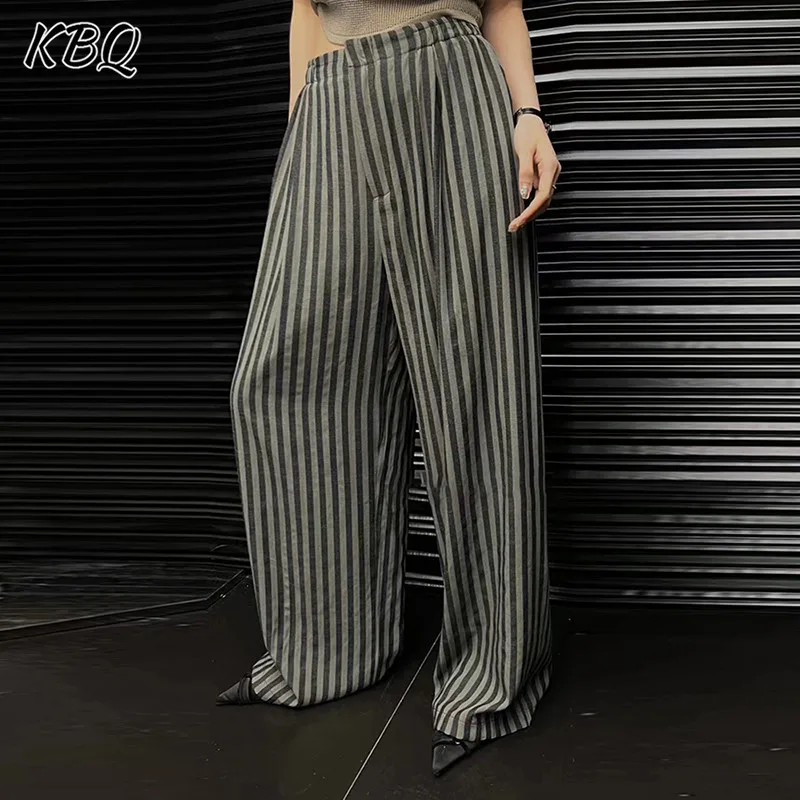 KBQ Casual Colorblock Striped Wide Leg Pant For Women High Waist Patchwork Pocket Loose Full Length Pants Female Fashion Style
KBQ Casual Colorblock Striped Wide Leg Pant For Women High Waist Patchwork Pocket Loose Full Length Pants Female Fashion Style