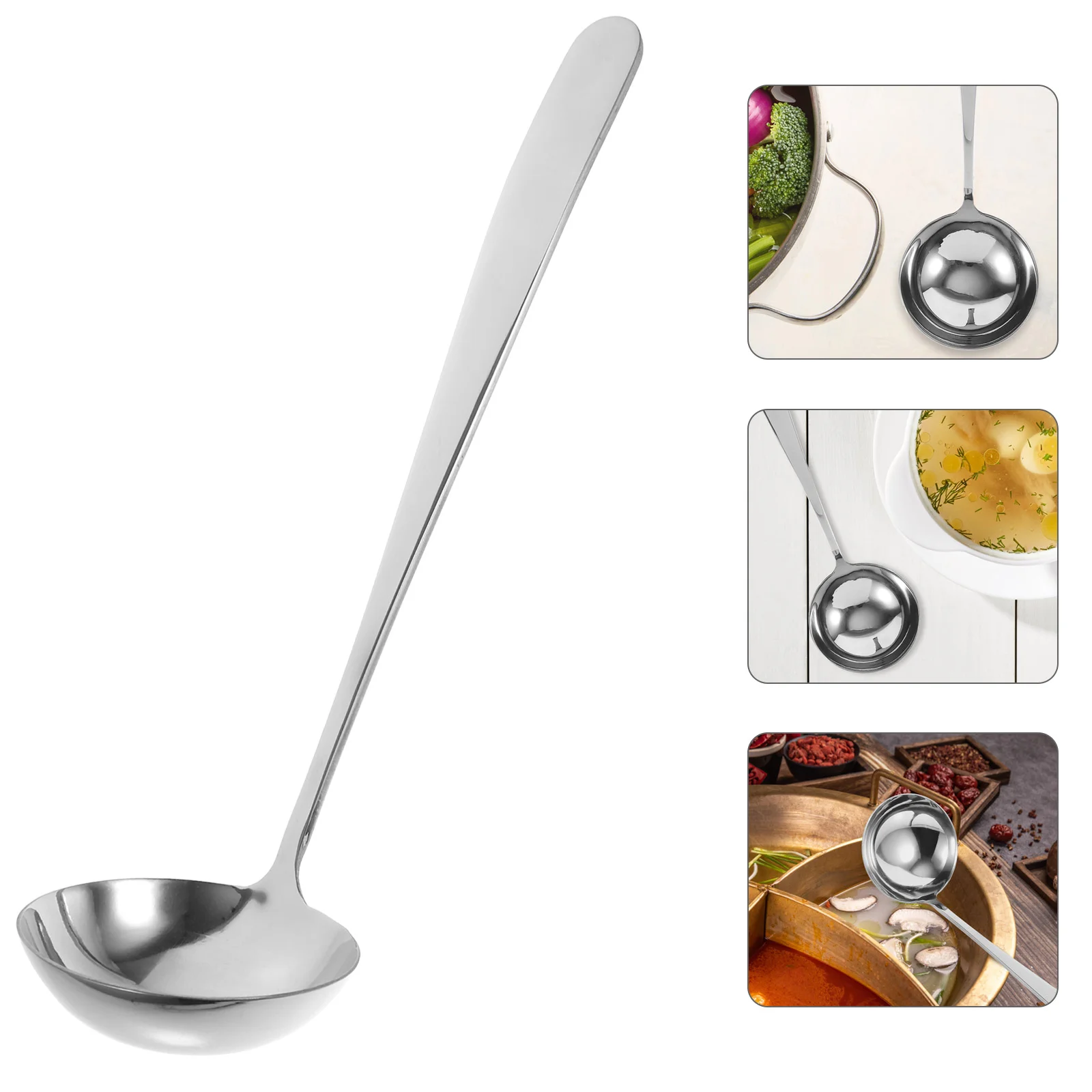 Stainless Steel Kitchen Ladle for Soup, Hot Pot, Cooking, Gravy, Serving, Portion Control in Restaurant or Home Cooking
Stainless Steel Kitchen Ladle for Soup, Hot Pot, Cooking, Gravy, Serving, Portion Control in Restaurant or Home Cooking