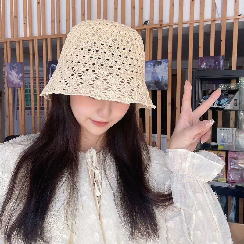 Summer Japanese Thin Handmade Straw Bucket Hat Cute and Thin Sunscreen Breathable Hollow Sunshade Basin Hats for Women
Summer Japanese Thin Handmade Straw Bucket Hat Cute and Thin Sunscreen Breathable Hollow Sunshade Basin Hats for Women