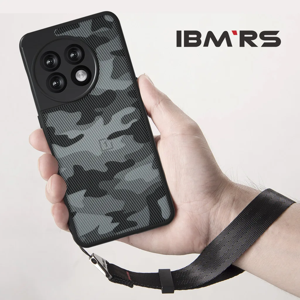 

IBMRS for oneplus ace 2 case /11R Camouflage Transparent Hard Back Duty Shockproof phone Case(Comes with wrist strap)