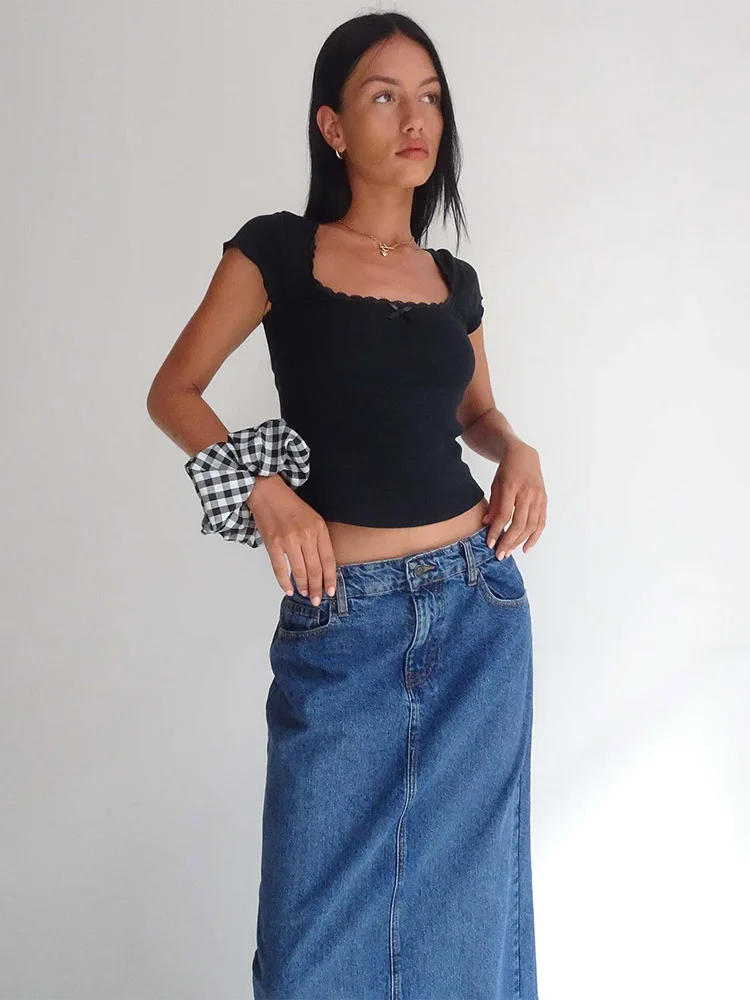 Y2k винтажная детская футболка, Вязаная футболка с кружевной отделкой, летняя футболка с квадратным вырезом и коротким рукавом, Женская белая футболка Milkmaid, кроп-топ
Y2k винтажная детская футболка, Вязаная футболка с кружевной отделкой, летняя футболка с квадратным вырезом и коротким рукавом, Женская белая футболка Milkmaid, кроп-топ