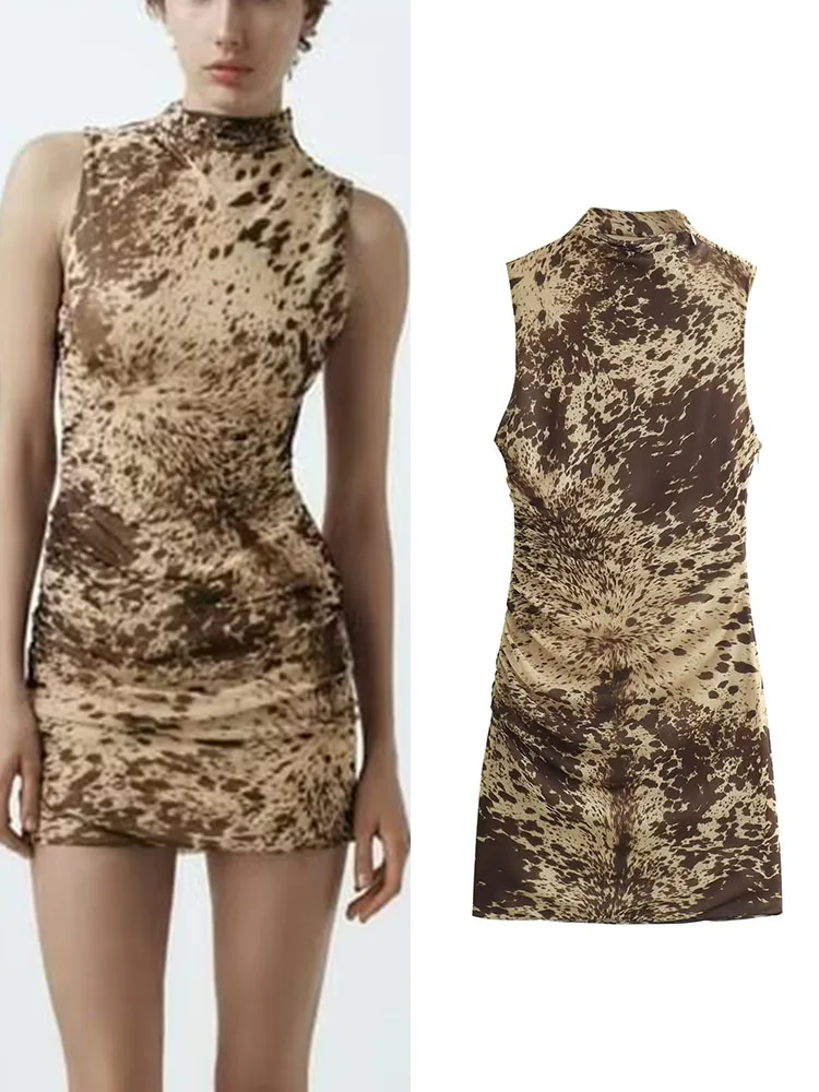 TRAF Vintage Animal Print Dress For Ladies Fashion Stand Collar Sleeveless Sexy Bodycon Mini Dress Women Mesh Casual Dress
TRAF Vintage Animal Print Dress For Ladies Fashion Stand Collar Sleeveless Sexy Bodycon Mini Dress Women Mesh Casual Dress
