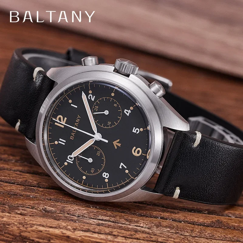 

Baltany 2023 New Men's Watches Retro Military Chronograph Watch VK64 AR Sapphire 50M Waterproof Multifunction Quartz Wristwatch