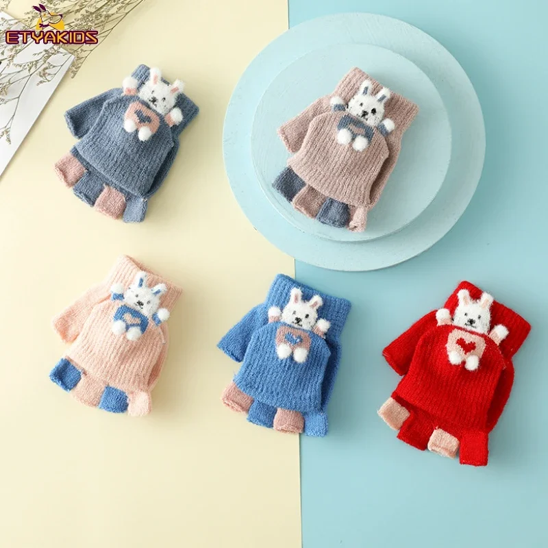 Cartoon Bunny Plush Kids Winter Warm Gloves Outdoor Windproof Half Finger Flip Gloves for Baby Children 3-6 Years Boys Girls
Cartoon Bunny Plush Kids Winter Warm Gloves Outdoor Windproof Half Finger Flip Gloves for Baby Children 3-6 Years Boys Girls