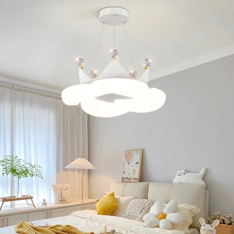 

Modern Romantic Princess Room Chandeliers Crown Lamp Nordic Creative Children's Room Boy Girl Bedroom Chandelier LED Cloud Light